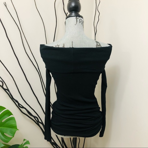 Zara Off Shoulder Mini Black Dress Knit Top Longsleeves - Picture 7 of 9